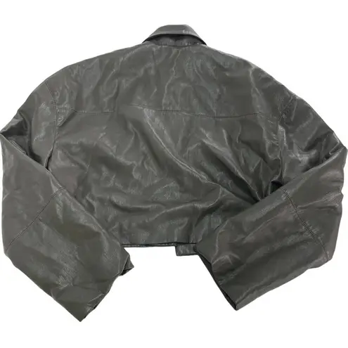 Nanushka Jacket Womens Small Holleen Solid Green Faux Leather Collared