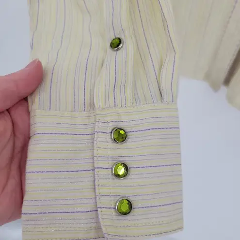 Wrangler Ultra Twenty X Western Show Shirt Jewel Snap Cowgirl Barrel Racing Sz L Purple Size L