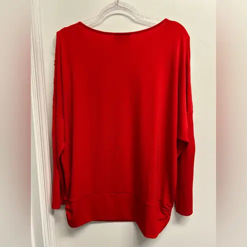 Thalia Sodi Red Blouse with Button Sleeve Accents