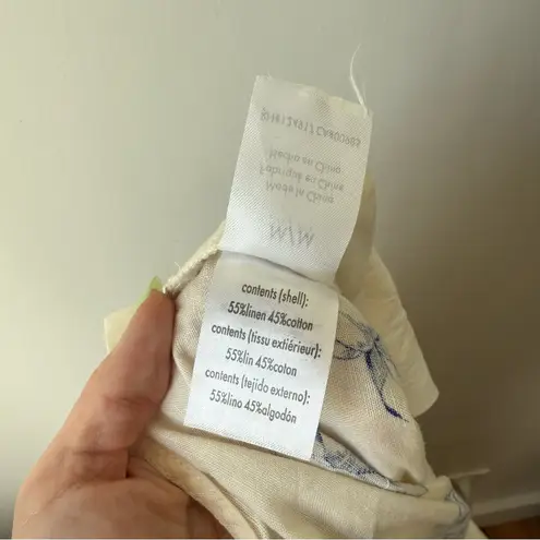 We Wore What From Me To You White Blue Floral Linen-Blend Overalls M