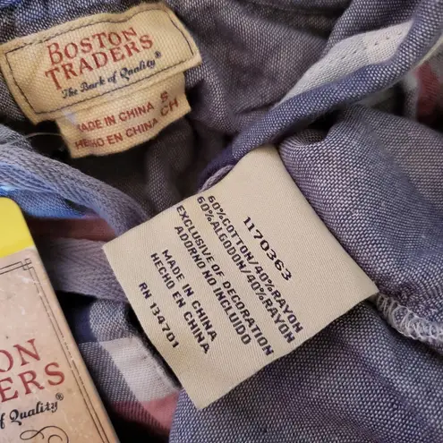 Boston Traders Shirt Blue Plaid Lightweight Hoodie New S