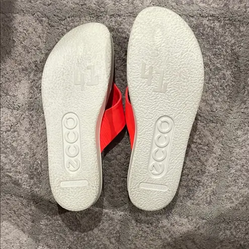 ECCO Women's Bright Neon Orange Cork and Leather Thong Corksphere Sandals Size 9.5
