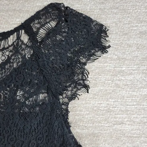 Intimately Free People Lace Slip Dress Womens Medium Black Sexy Sheer Bodycon