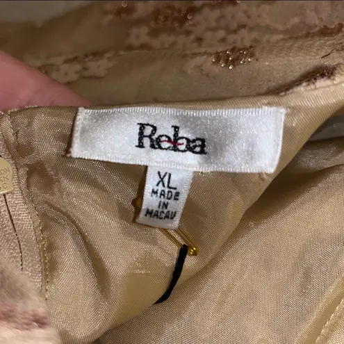 Vintage Silk Deadstock Elegant Gold Sequin Women's Corset Top gold floral Size XL