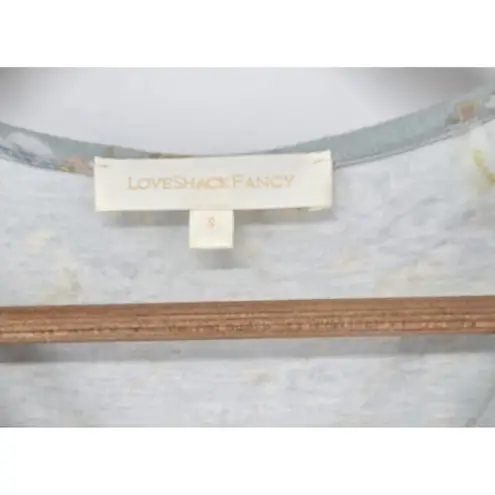 LoveShackFancy Floral Maxi Dress Long Sleeve Cottagecore Gray Small