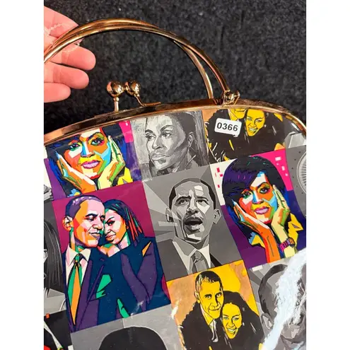 Obama handbag Colorful Pop Art Portrait Handbag With Gold Handles & Snap Closure - Image 3