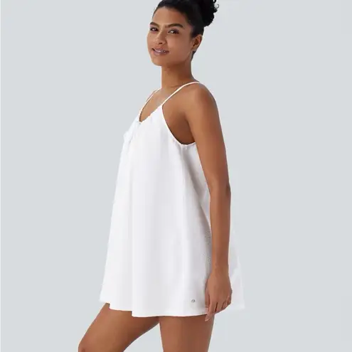 Halara HA07.- Adjustable Tie Neck Cut Out Stripe Mini Lounge Slip Dress. Size Medium.