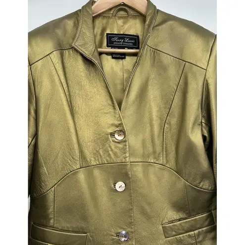 Terry Lewis Classic Luxuries Gold Shimmer Genuine Leather Jacket Large