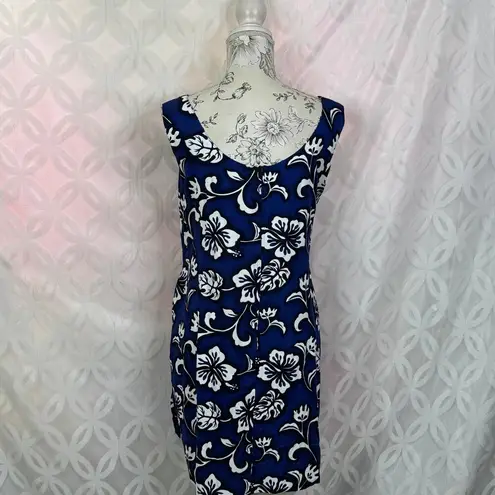 Passion Hawaii Original Classic Hibiscus Mock Wrap Hawaiian Sarong Dress Size L Blue Size L