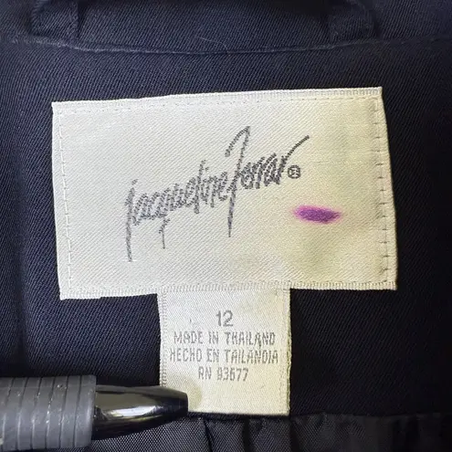 Jacqueline Ferrar Vtg Navy Double Breasted Trench Coat Women’s Belted Classic 12