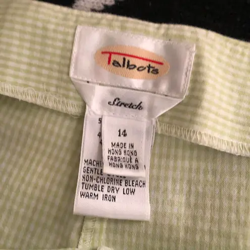 Talbots Green white gingham plaid vintage pants stretchy