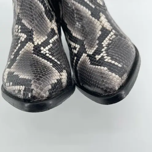 ALLSAINTS  Rolene Snakeprint Embossed Western Leather Block Heel Boots Size 7