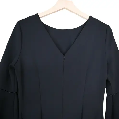 Donna Karan New York Womens 6 Elegant Black Bell Sleeve Sheath Dress