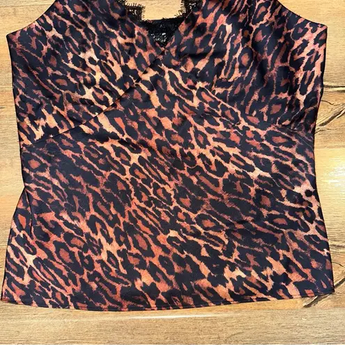 ALL SAINTS Eldia Anita Top Animal Leopard Print Cami Lace Trim Tank Size 2