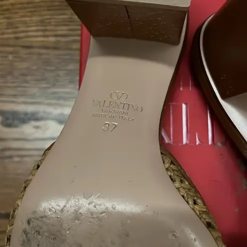 Valentino Garavani VLOGO 60 Embellished Raffia And Leather Mules