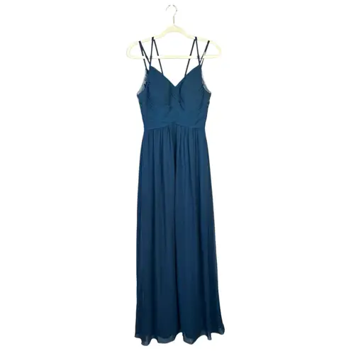 Azazie Maren Allure Bridesmaid Dress Formal Pine Green Blue Size 2 Wedding