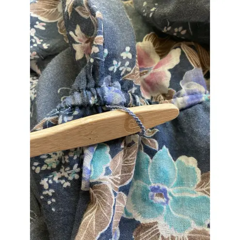 Vintage Dress S Boho Babydoll Cottage Romantic Prairie Floral Tiered Midi Sheer Blue