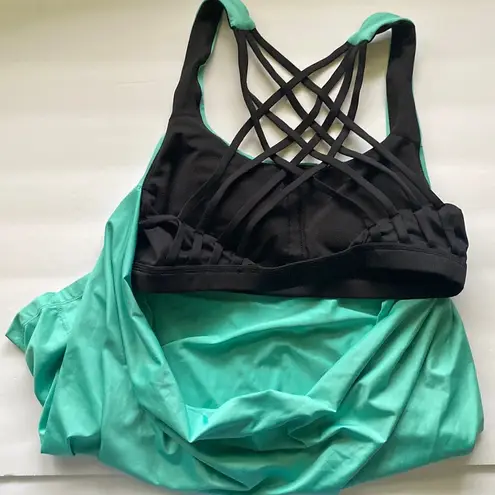 Icy Zone Sports built-in bra drape back yoga athletic tank, size large