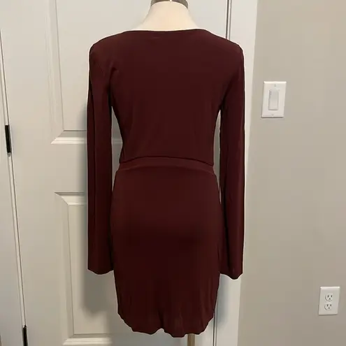 T by Alexander Wang burgundy knit dress with mesh cutouts sz L Size L