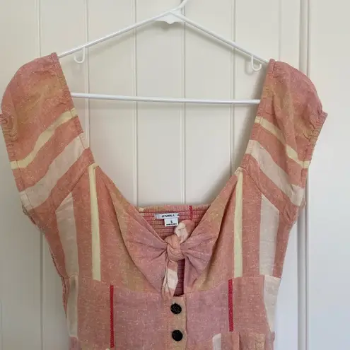 O'Neill EUC O’NEILL women’s Elijah midi striped cap sleeve tied‎ bow dress small