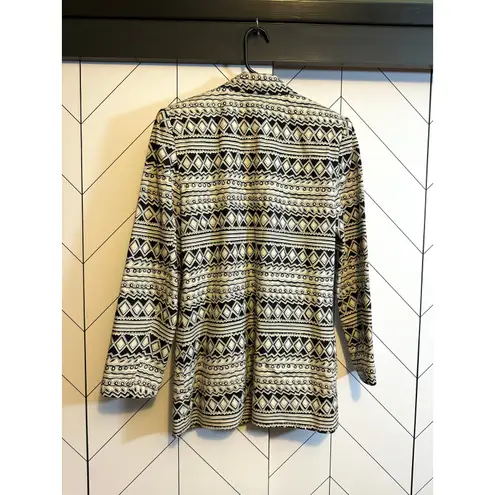 Rafaella Vintage Women 6 Linen Cotton Black Beige Geometric Print Blazer Pockets