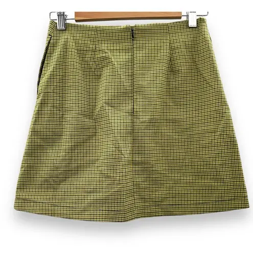 Urban Outfitters UO Darren Notched Pelmet Yellow Houndstooth Mini Skirt Sz S