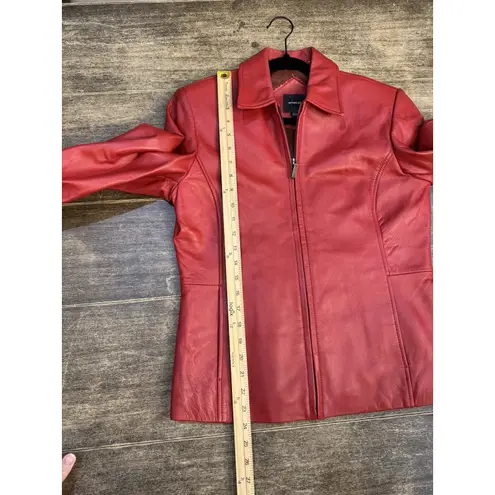 Whet Blu Leather Jacket Womens Size Medium Petite Red Zip Up