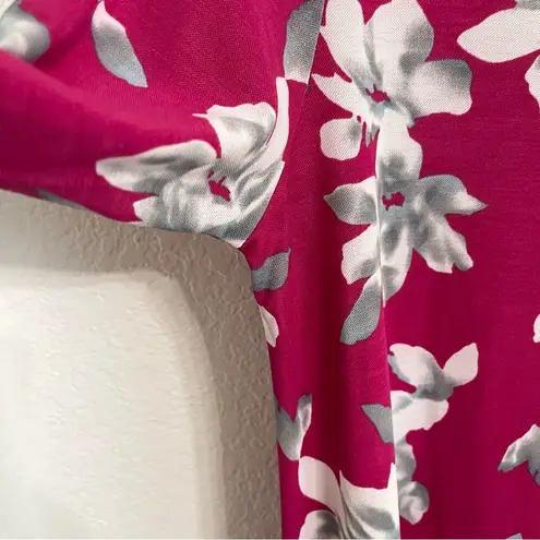 Clara Sun Woo Womens Tunic Top Berry Pink White Asymmetrical Hem Size Small