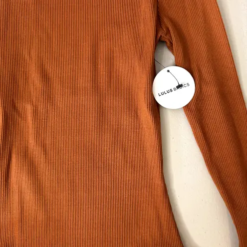 NWT Lulus Rust Orange Ribbed Body Suit w/ Mock Turtle Neck Size Medium