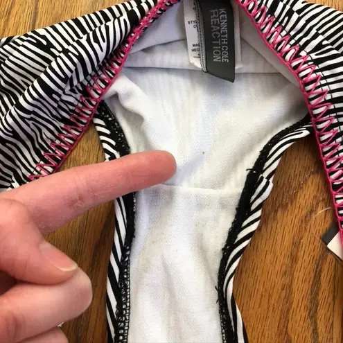 NEW NWT KENNETH COLE REACTION Black White Zebra Hipster Swim Bikini BOTTOM Small