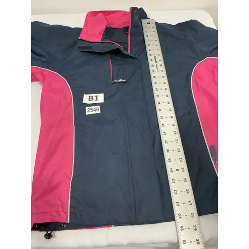 Womans The Weather Co XL Navy Pink Zip Up Removable Sleeve Jacket