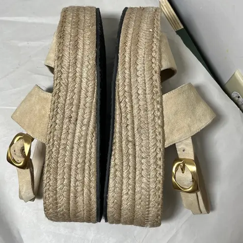 Rag and Bone  Odyssey Suede Wedge Sandal Beige Leather Platform Sandals Size 8