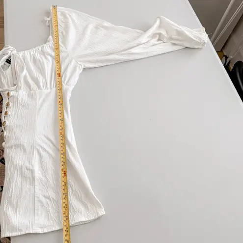 Up Front Womens Milkmaid Top Size L White Peasant Boho Cottage Babydoll Fairy Size L