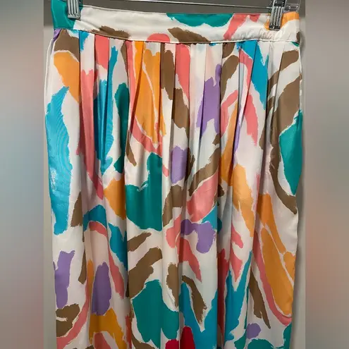 Vintage Diversity 80s 90s Pastel Colorful Multicolor Patterned Midi Skirt White Size 8