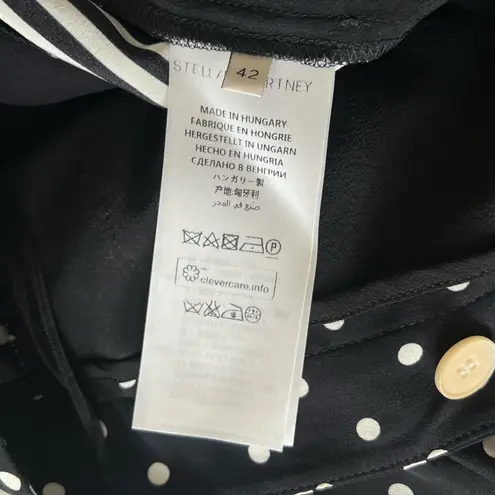 Stella McCartney Monochrome Polka Dotted Silk Wide Leg Pants Size 42 US 8