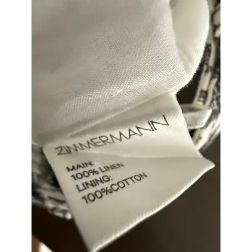 Zimmermann Zimmerman Linen Black White Floral Print Tie Waist A-Line Mini Skirt Size 4