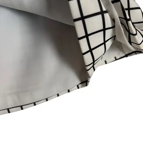 Cameo White Black Windowpane Plaid Stripe A-Line Mini Skirt Size M