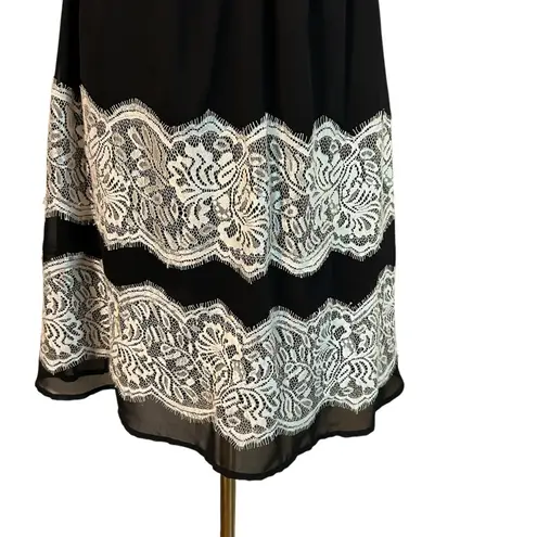 YA Los Angeles Dress Silk Blend Black Sheer w/ Lace Lining Med Sleeveless