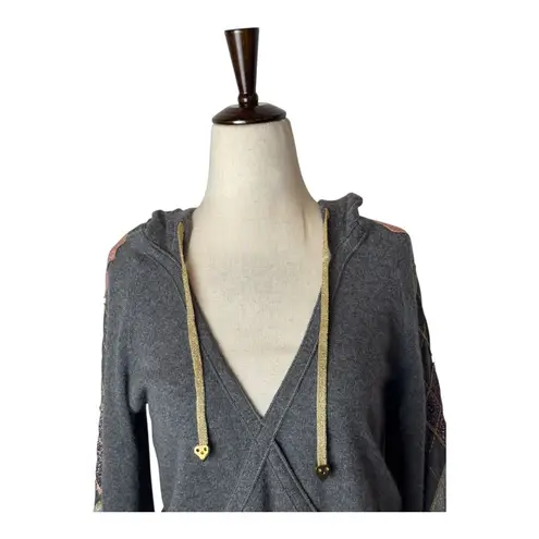 Iceberg Sweater Women Small Gray Wool Blend Knit Argyle Hooded Pullover Vintage