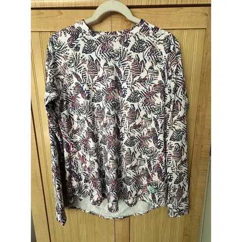 Coolibar Swim Shirt Medium Hightide Long Sleeve UPF 50+ Leaves Print White