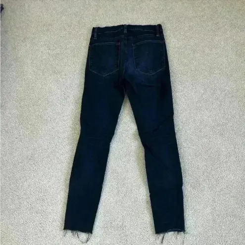 frame denim  le high rise skinny black distressed jean in size 26