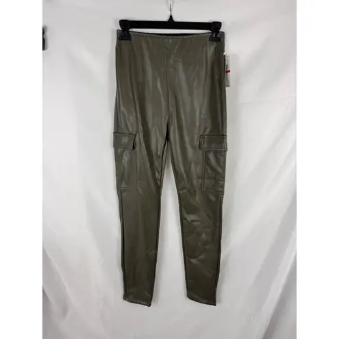 Tinseltown Faux Leather Olive Green Cargo Pants High Waist XS