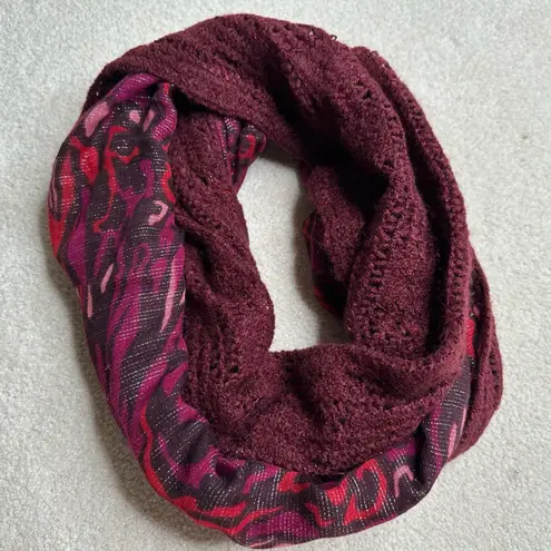 Maroon Red and Pink Textured Infinity Scarf