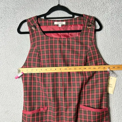 Lorianna Jumper Dress Womens 10 Brown Red Plaid Mini Preppy Academia NEW