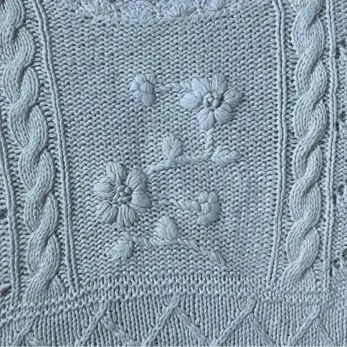 Vintage Victoria Jones Silk And Angora Floral Crochet Knit Sweater Size XL