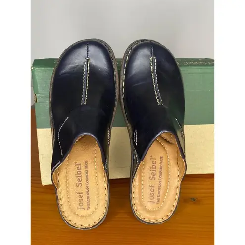 Josef Seibel Womens Carole Black Leather Mule Size 6 EU 37