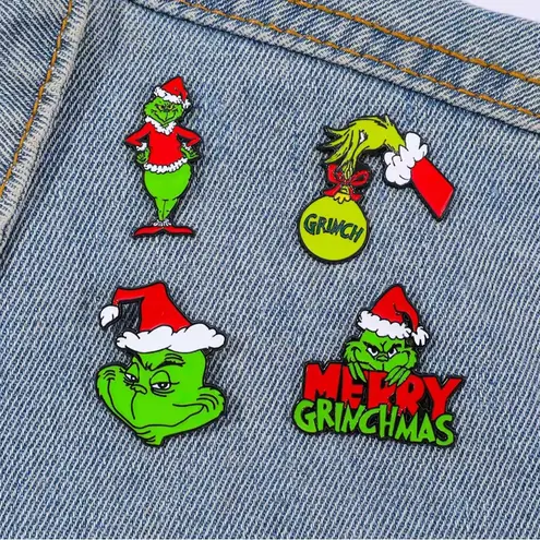 Grinch Christmas Pins Set Green