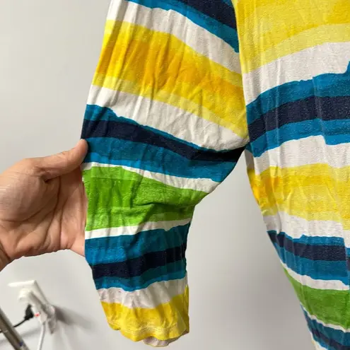 Ruby Rd  Stripe Geometric long Sleeve Adjustable Ruching Side seam multicolor 1X