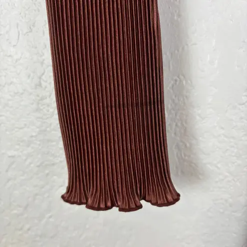 L'idee Soiree One Shoulder Long Sleeve Midi Dress in Chocolate Size 8 Brown