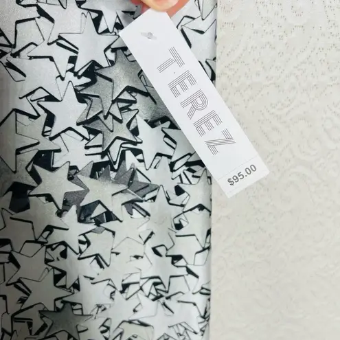 Terez High-Waist Leggings Size L Celestial Silver Star Confetti Full Length Gray